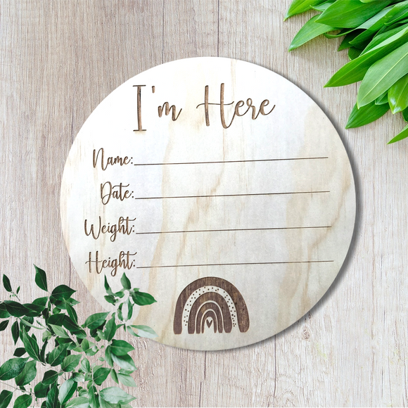 I'm Here | Birth announcement disc